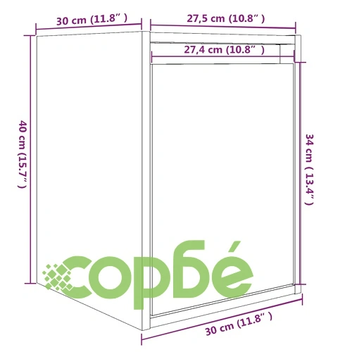 Стенен шкаф, бял, 30x30x80 см, борово дърво масив ➤ топ цена ➤ sorbe.bg