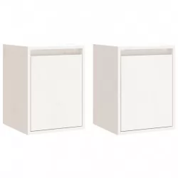 Стенни шкафове, 2 бр, бели, 30x30x40 см, бор масив