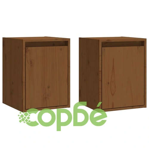 Стенни шкафове, 2 бр, меденокафяви, 30x30x40 см, бор масив ➤ топ цена ➤ sorbe.bg