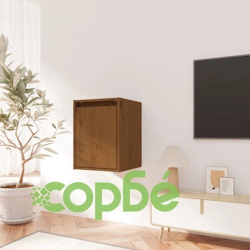 Стенни шкафове, 2 бр, меденокафяви, 30x30x40 см, бор масив ➤ топ цена ➤ sorbe.bg