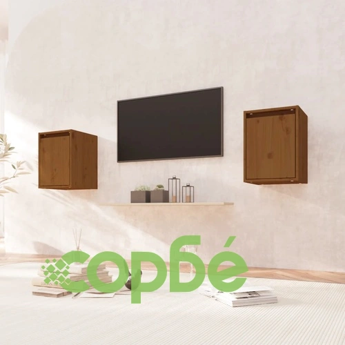 Стенни шкафове, 2 бр, меденокафяви, 30x30x40 см, бор масив ➤ топ цена ➤ sorbe.bg