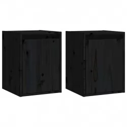 Стенни шкафове, 2 бр, черни, 30x30x40 см, бор масив