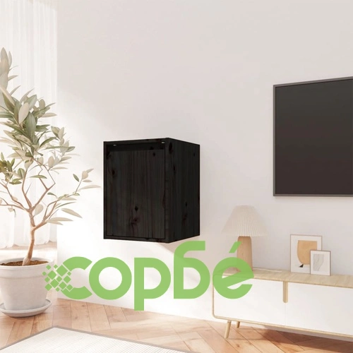 Стенни шкафове, 2 бр, черни, 30x30x40 см, бор масив ➤ топ цена ➤ sorbe.bg