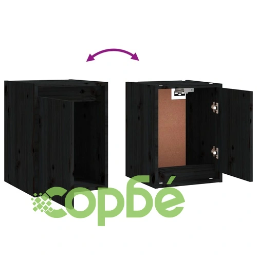 Стенни шкафове, 2 бр, черни, 30x30x40 см, бор масив ➤ топ цена ➤ sorbe.bg