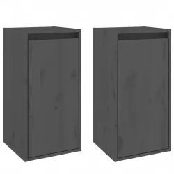 Стенни шкафове, 2 бр, сиви, 30x30x60 см, бор масив