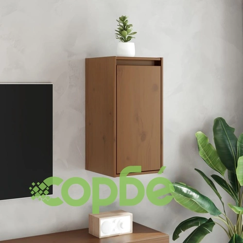 Стенен шкаф, меденокафяв, 30x30x60 см, борово дърво масив ➤ топ цена ➤ sorbe.bg