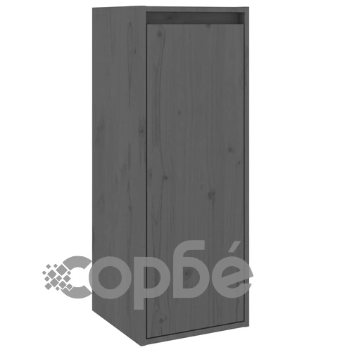 Стенен шкаф, сив, 30x30x80 см, борово дърво масив ➤ топ цена ➤ sorbe.bg