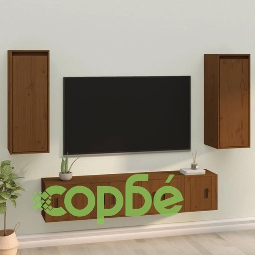 Стенни шкафове, 2 бр, меденокафяви, 30x30x80 см, бор масив ➤ топ цена ➤ sorbe.bg