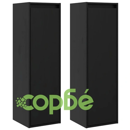 Стенни шкафове, 2 бр, черни, 30x30x100 см, бор масив ➤ топ цена ➤ sorbe.bg