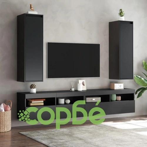 Стенни шкафове, 2 бр, черни, 30x30x100 см, бор масив ➤ топ цена ➤ sorbe.bg