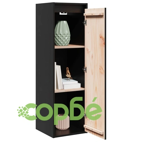 Стенни шкафове, 2 бр, черни, 30x30x100 см, бор масив ➤ топ цена ➤ sorbe.bg