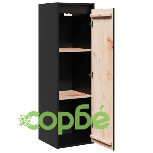 Стенни шкафове, 2 бр, черни, 30x30x100 см, бор масив ➤ топ цена ➤ sorbe.bg