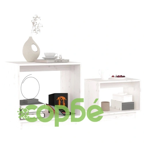 Стифиращи масички за кафе, 2 бр, бели, бор масив на топ цена от sorbe.bg Стифиращи масички за кафе, 2 бр, бели, бор масив ➤ топ цена ➤ sorbe.bg