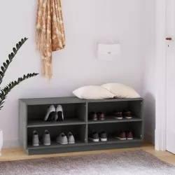 Шкаф за обувки, сив, 110x34x45 см, бор масив