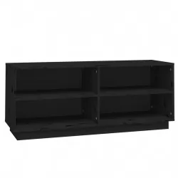 Шкаф за обувки, черен, 110x34x45 см, бор масив
