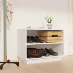 Шкаф за обувки, бял, 60x34x45 см, бор масив
