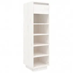 Шкаф за обувки, бял, 34x30x105 см, бор масив