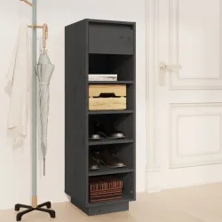 Шкаф за обувки, сив, 34x30x105 см, бор масив