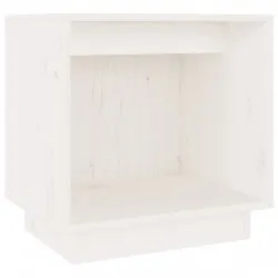 Нощно шкафче, бяло, 40x30x40 см, борово дърво масив