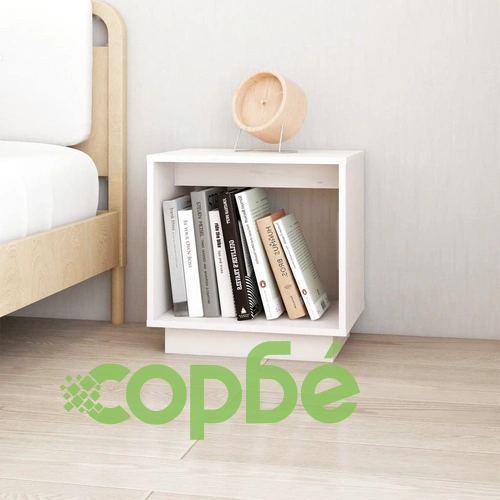 Нощни шкафчета, 2 бр, бели, 40x30x40 см, борово дърво масив ➤ топ цена ➤ sorbe.bg