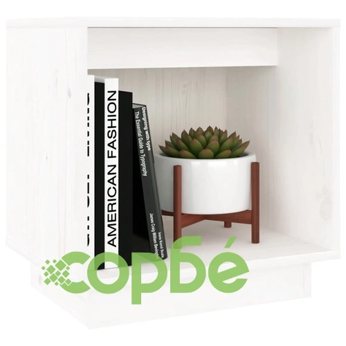 Нощни шкафчета, 2 бр, бели, 40x30x40 см, борово дърво масив ➤ топ цена ➤ sorbe.bg