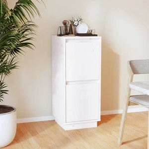 Сайдборд, бял, 31,5x34x75 см, бор масив