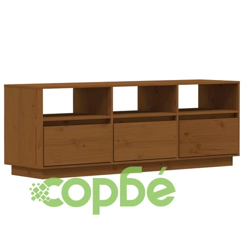 ТВ шкаф, меденокафяв, 140x37x50 см, бор масив ➤ топ цена ➤ sorbe.bg