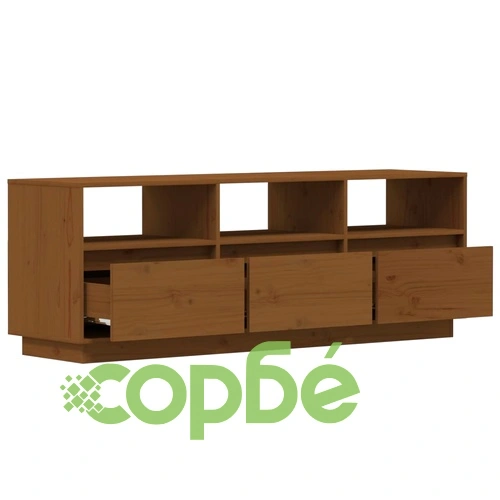 ТВ шкаф, меденокафяв, 140x37x50 см, бор масив ➤ топ цена ➤ sorbe.bg