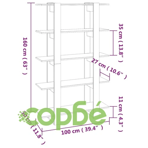 Библиотека/разделител за стая, сив сонома, 100x30x160 см ➤ топ цена ➤ sorbe.bg