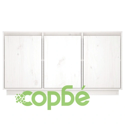 Сайдборд, бял, 111x34x60 см, бор масив ➤ топ цена ➤ sorbe.bg