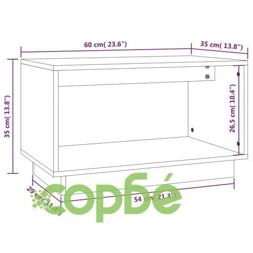 ТВ шкаф, бял, 60x35x35 см, бор масив ➤ топ цена ➤ sorbe.bg