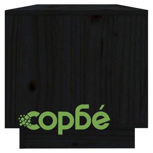 ТВ шкаф, черен, 90x35x35 см, бор масив ➤ топ цена ➤ sorbe.bg