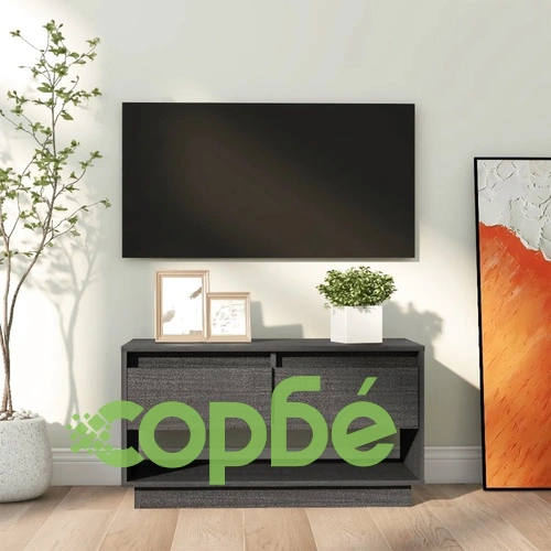 ТВ шкаф, сив, 74x34x40 см, бор масив ➤ топ цена ➤ sorbe.bg