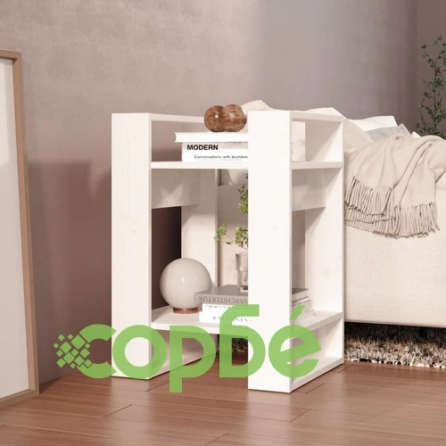 Библиотека/разделител за стая, бяла, 41x35x57 см, бор масив ➤ топ цена ➤ sorbe.bg