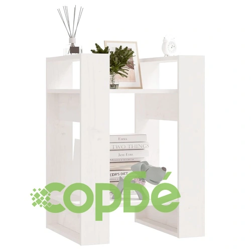 Библиотека/разделител за стая, бяла, 41x35x57 см, бор масив ➤ топ цена ➤ sorbe.bg