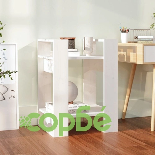 Библиотека/разделител за стая, бяла, 41x35x57 см, бор масив ➤ топ цена ➤ sorbe.bg