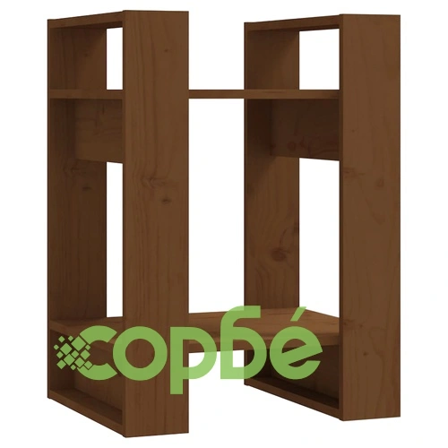 Библиотека/разделител за стая, меденокафява, 41x35x57 см, бор ➤ топ цена ➤ sorbe.bg