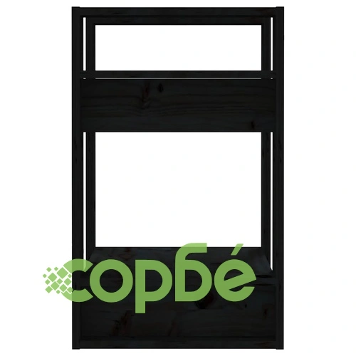 Библиотека/разделител за стая, черна, 41x35x57 см, бор масив ➤ топ цена ➤ sorbe.bg