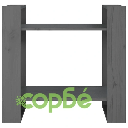 Библиотека/разделител за стая, сива, 60x35x57 см, бор масив ➤ топ цена ➤ sorbe.bg