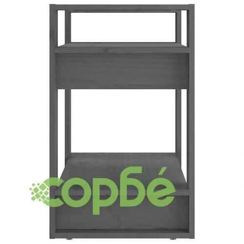 Библиотека/разделител за стая, сива, 60x35x57 см, бор масив ➤ топ цена ➤ sorbe.bg