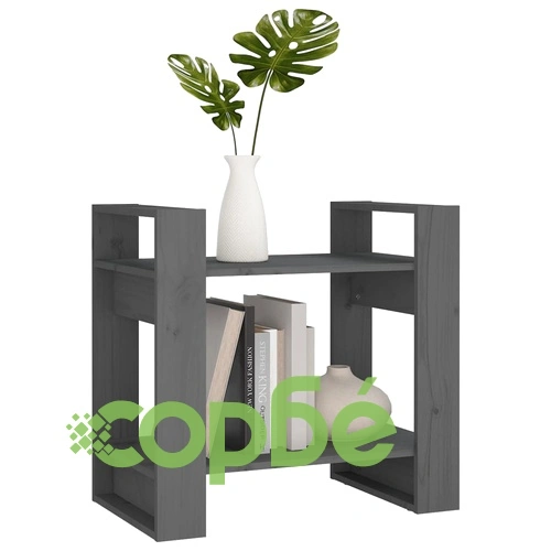 Библиотека/разделител за стая, сива, 60x35x57 см, бор масив ➤ топ цена ➤ sorbe.bg