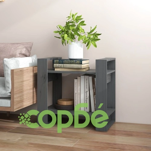 Библиотека/разделител за стая, сива, 60x35x57 см, бор масив ➤ топ цена ➤ sorbe.bg