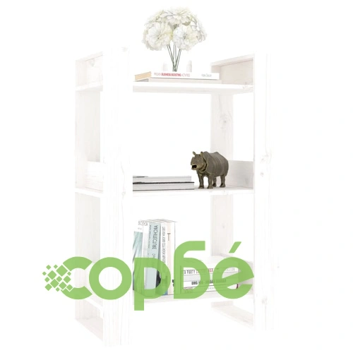 Библиотека/разделител за стая, бяла, 60x35x91 см, бор масив ➤ топ цена ➤ sorbe.bg