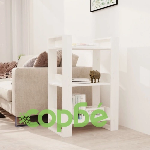 Библиотека/разделител за стая, бяла, 60x35x91 см, бор масив ➤ топ цена ➤ sorbe.bg