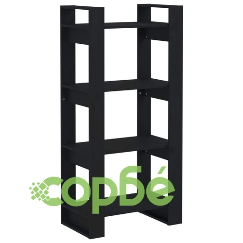 Библиотека/разделител за стая, черна, 60x35x125 см, бор масив ➤ топ цена ➤ sorbe.bg