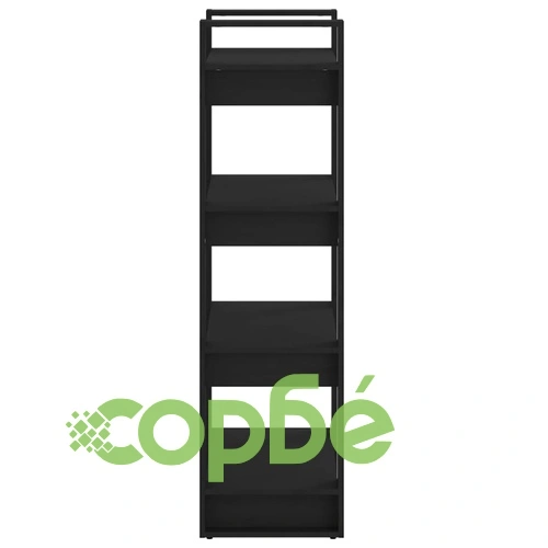 Библиотека/разделител за стая, черна, 60x35x125 см, бор масив ➤ топ цена ➤ sorbe.bg