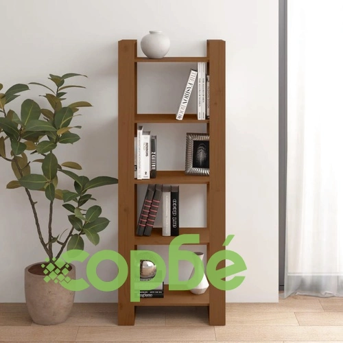 Библиотека/разделител за стая, меденокафява, 60x35x160 см, бор ➤ топ цена ➤ sorbe.bg