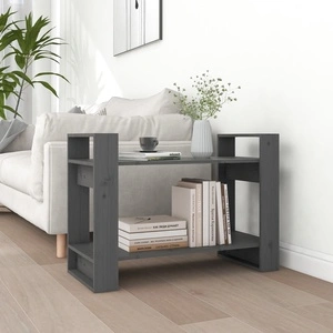 Библиотека/разделител за стая, сива, 80x35x56,5 см, бор масив