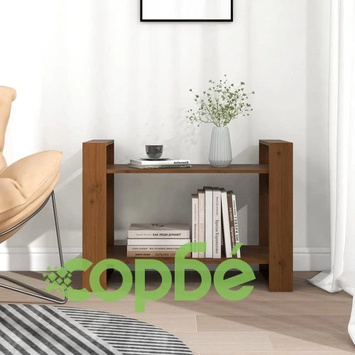 Библиотека/разделител за стая, меденокафява, 80x35x56,5 см, бор ➤ топ цена ➤ sorbe.bg