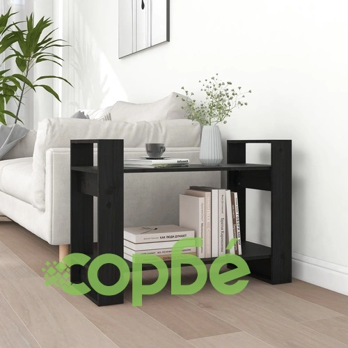 Библиотека/разделител за стая, черна, 80x35x56,5 см, бор масив ➤ топ цена ➤ sorbe.bg